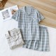 New couple's washed cotton shorts, men's and women's summer thin cotton pajamas, soft, short-sleeved loungewear. New couple's washed cotton shorts, men's and women's summer thin cotton pajamas, soft, short-sleeved loungewear.