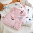 New women's pajamas, pure cotton double-layer gauze loungewear, thin, soft, spring and summer crepe loungewear
