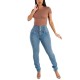 European and American cross-border stretch high-waisted button-down jeans for women, 2025 spring, slimming, hip-lifting skinny jeans