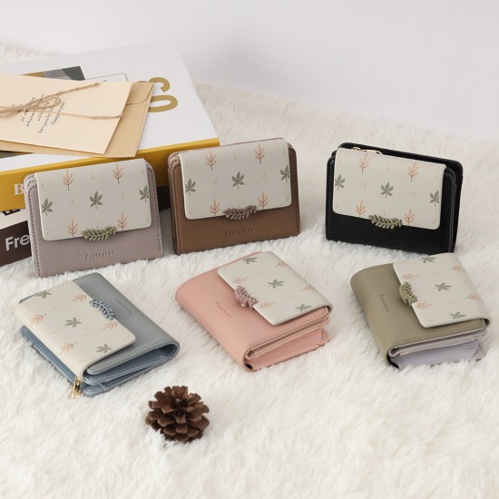 New Japanese-Korean style women's wallet, fresh-looking, popular-style, foldable, zippered, multifunctional, female wallet.