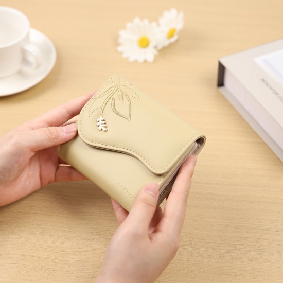 New short women's wallet, embroidered leaf hardware pattern, multifunctional, large capacity coin purse, student wallet New short women's wallet, embroidered leaf hardware pattern, multifunctional, large capacity coin purse, student wallet