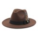 White woolen gentleman's classic British jazz feather hat with a flattering face shape, woolen felt hat for men and women