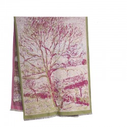 Korean style, a stylish, rural landscape tree print scarf for women, a long, warm, high-end faux cashmere shawl.