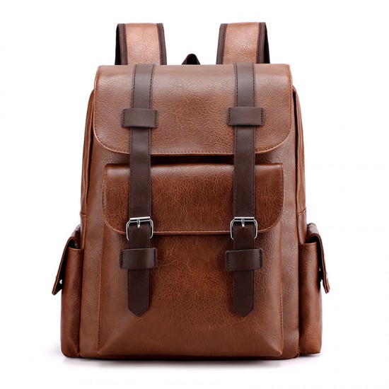 Cross-border men's simple retro business laptop bag, soft PU new trendy large-capacity travel backpack. Cross-border men's simple retro business laptop bag, soft PU new trendy large-capacity travel backpack.