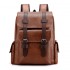 Cross-border men's simple retro business laptop bag, soft PU new trendy large-capacity travel backpack.