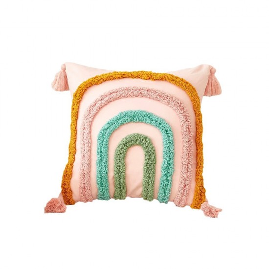 American retro handmade tassel pillowcase, living room sofa lumbar pillow, light luxury bed cushion, office lumbar support.