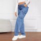 2025 New Cross-border Foreign Trade American Retro Mid-Rise Multi-Pocket Workwear Jeans for Women Casual Straight-Leg Trendy