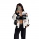 European and American women's autumn/winter 2025 new streetwear long-sleeved jacket with personalized lettering, zippered, stand-up collar.
