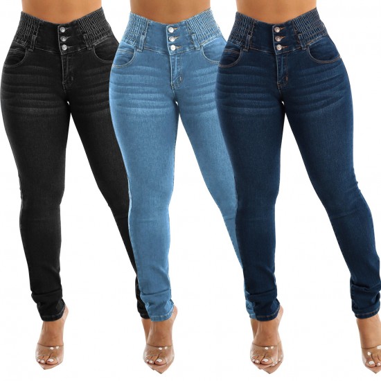In stock, cross-border wish Amazon hot-selling European and American slim-fitting stretch jeans, sexy, hip-lifting, high-waisted skinny pants In stock, cross-border wish Amazon hot-selling European and American slim-fitting stretch jeans, sexy, hip-lifting, high-waisted skinny pants
