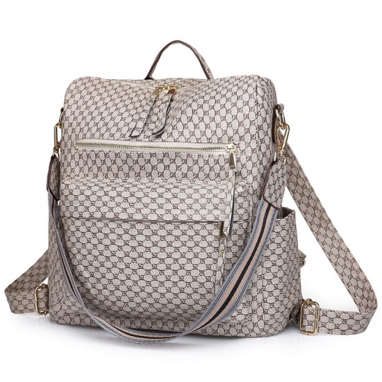 Cross-border women's casual retro large-capacity backpack, European and American retro PU backpack.