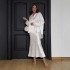 New women's suit, high-end, elegant, slim-fitting, satin long-sleeved lapel shirt, fishtail maxi skirt, two-piece set.
