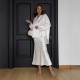 New women's suit, high-end, elegant, slim-fitting, satin long-sleeved lapel shirt, fishtail maxi skirt, two-piece set.