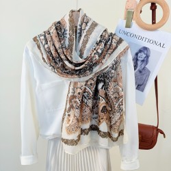 Ethnic Artistic Retro Patterned Scarf, Korean Women's Elegant and Stylish Travel Outerwear Long Scarf