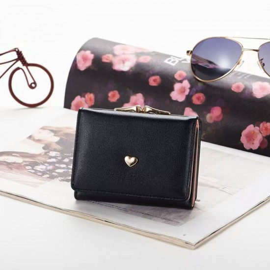 New Women's Short Wallet, Korean Student Style, Cute Mini Folding Wallet with Multiple Card Slots