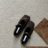 Square-Toed Mary Jane Shoes for Women, Fall/Winter 2023 New Suede Strappy Retro Dress-Paired Plush Shoes