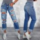 Factory direct sales: 2025 new cross-border women's ripped jeans with pockets, slimming, European straight-leg pants Factory direct sales: 2025 new cross-border women's ripped jeans with pockets, slimming, European straight-leg pants