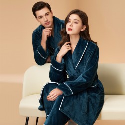 New Chinese-style gradient waffle couple's bathrobes for women. Men's soft, absorbent, breathable nightgown for spring, summer, and autumn.