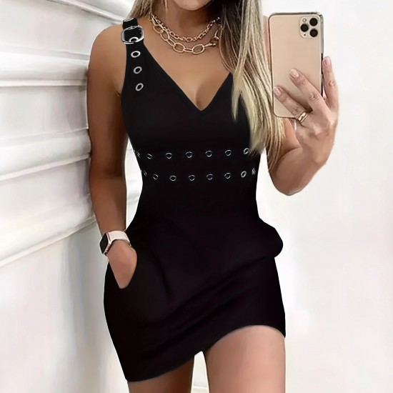 New Spring 2025 European and American Cross-Border Sexy Slipper V-Neck, Fashionable Studded Hottie Party Dress, Slipper Dress for Women New Spring 2025 European and American Cross-Border Sexy Slipper V-Neck, Fashionable Studded Hottie Party Dress, Slipper Dress for Women