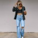 Factory Direct 2025 Independent European and American Women's Jeans: Ripped Slimming Raw-Edged Straight-Leg Wide-Leg Pants: In Stock