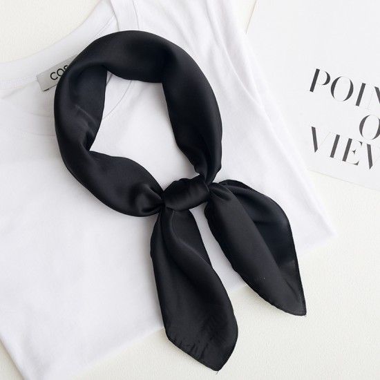 Solid color 70s square scarves, simple everyday silk scarves for women, stylish and minimalist for commuting Wholesale silk scarves in various colors