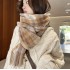 2025 mid-length thickened scarf, Korean-style sweet and warm faux cashmere scarf, plaid shawl for women, luxurious feel.