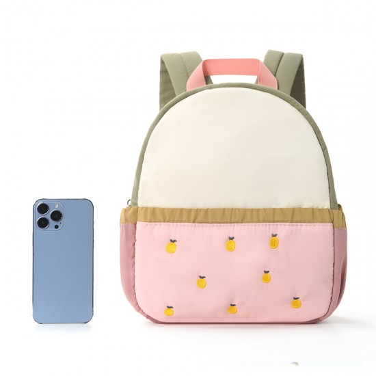 Feihong cross-border children's backpack with color-blocked cute apple embroidery, kindergarten backpack, and baby mini travel backpack