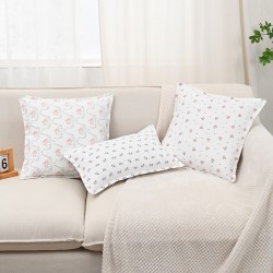 Cross-border Nordic INSIZE chain-embroidered jacquard throw pillow covers, floral and bird twill cushion covers, living room sofa fabrics