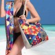 Best-selling cross-border bohemian geometric large-capacity multi-functional handheld shoulder bag, swimming storage bag, beach bag Feihong Cross-Border Three-Layer Cosmetic Bag, Large Capacity, High-Value Portable Toiletry Bag, Portable Travel Makeup Sto