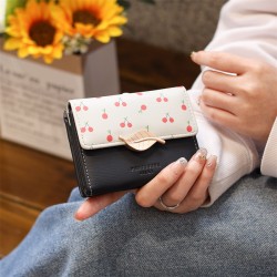 New women's wallet, printed, fresh and simple, foldable zippered and clasp, multifunctional, portable, women's wallet and coin purse.
