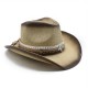 2024 Ethnic Style Horseback Riding Men's and Women's Retro Tibetan Rolled-Brimmed Western Cowboy Straw Hats with Sun Protection and Sun Visor