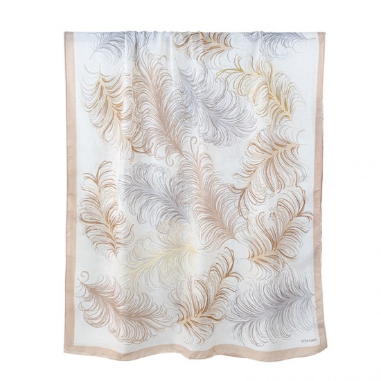 Cross-border cotton and linen long scarves, Korean style, trendy outerwear, spring and autumn women's personalized feather print scarves.