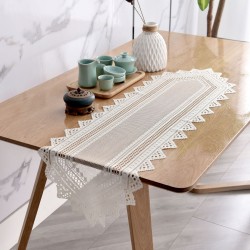 Retro pastoral crochet knitted hollow tablecloths, shoe cabinet lace embroidered tassel table runners, manufacturer and wholesale