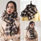 Fashionable plaid scarf for women, 2025 new autumn and winter Korean style sweet imitation cashmere scarf, wholesale, thickened and warm shawl