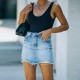 Factory direct sales: 2023 European and American hip-hugging denim skirt, cross-border comfortable and casual ripped A-line skirt with raw edges Factory direct sales: 2023 European and American hip-hugging denim skirt, cross-border comfortable and casual ripped A-line skirt with raw edges
