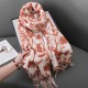 Autumn/Winter Faux Cashmere Tassel Floral Scarf, Korean-Style Women's Fashionable and Elegant Shawl, Luxury Women's Neck Scarf Wholesale