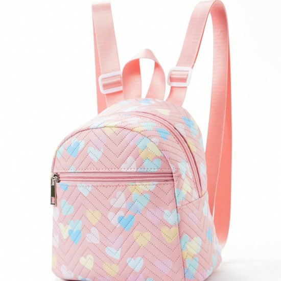 Best-selling cross-border women's backpack, rainbow multi-color PU quilted mini backpack, stylish and casual, high-end school bag