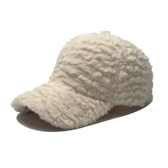 New cross-border teddy bear fur caps. Thickened furry solid color warm baseball cap, outdoor ultra-soft feel baseball cap
