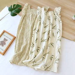 Women's pajamas, pure cotton gauze rose pattern, long-sleeved trousers, thin, loose-fitting, spring and summer two-piece loungewear set.
