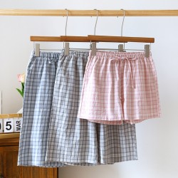 Summer women's cropped pajama pants, pure cotton gauze, striped, thin, wide. Wholesale soft cotton lounge pants for outdoor wear