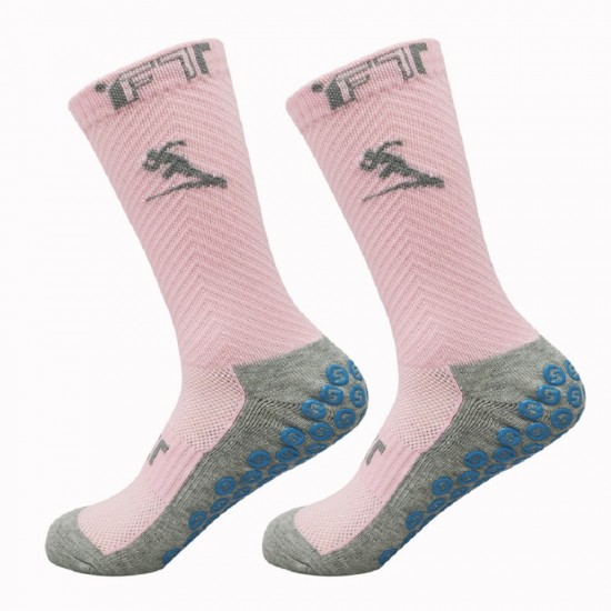 Dop-coated mid-calf sports socks, non-slip, thickened, terry sole, and sweat-wicking cotton training socks, one-size-fits-all for adult football socks.