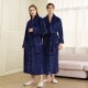 320g thickened flannel nightgown with back print for autumn and winter, men's, European-sized, long coral fleece bathrobe for women, luxurious feel.