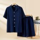 Fresh and elegant women's pajamas, pure cotton double-layer gauze, cute round-neck, loose long-sleeved dress, loose home clothes set