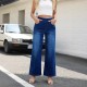 2025 American water Washed long wide-leg women's trousers, new multi-color slim straight-leg denim pants in stock.