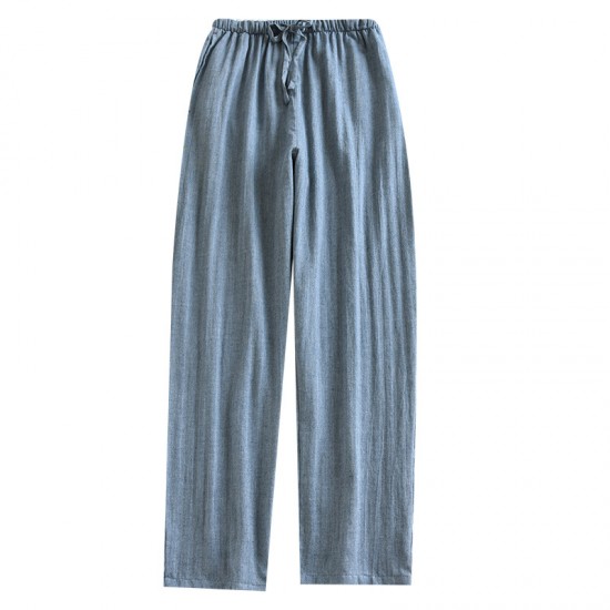New spring and summer men's pajamas, plus-size, loose, casual, cotton, double-layered yarn-dyed herringbone loungewear pants New spring and summer men's pajamas, plus-size, loose, casual, cotton, double-layered yarn-dyed herringbone loungewear pants