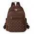 Solid color diamond-patterned rivet-stitched fashionable women's backpack, 2025 high-quality Korean-style large-capacity simple women's backpack