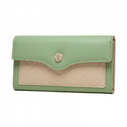 Factory wholesale women's long wallet, 2022 new Japanese and Korean soft PU leather, stylish, simple, buckle, clutch, tri-fold bag