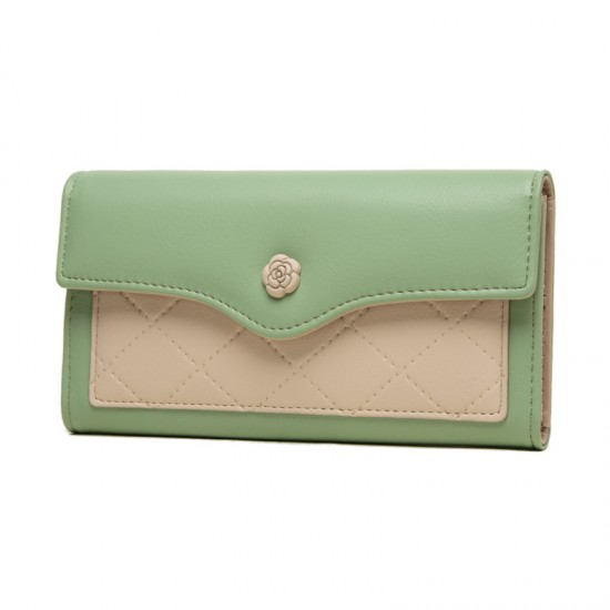 Factory wholesale women's long wallet, 2022 new Japanese and Korean soft PU leather, stylish, simple, buckle, clutch, tri-fold bag