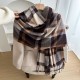 Contrast plaid scarves, women's winter atmospheric thickened warm faux cashmere shawls, Korean-style versatile 2025 new wholesale