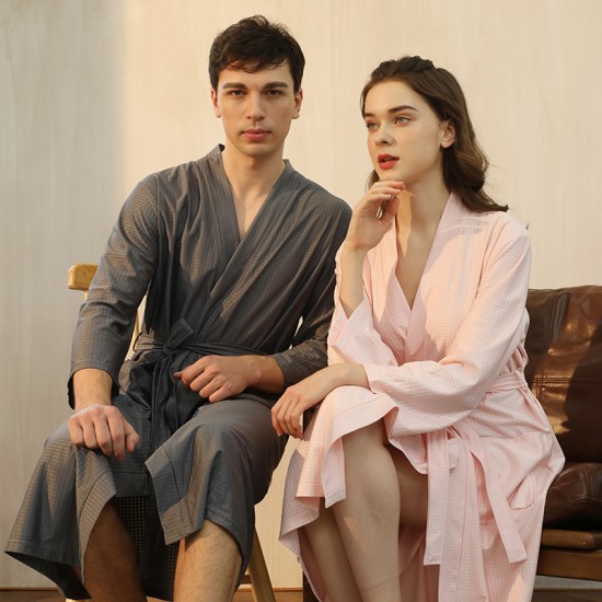 Summer Thin Absorbent Bathrobes for Women, Men's Plus-Size Waffle-Patterned Bathrobes for Hotels and Hot Springs Summer Thin Absorbent Bathrobes for Women, Men's Plus-Size Waffle-Patterned Bathrobes for Hotels and Hot Springs