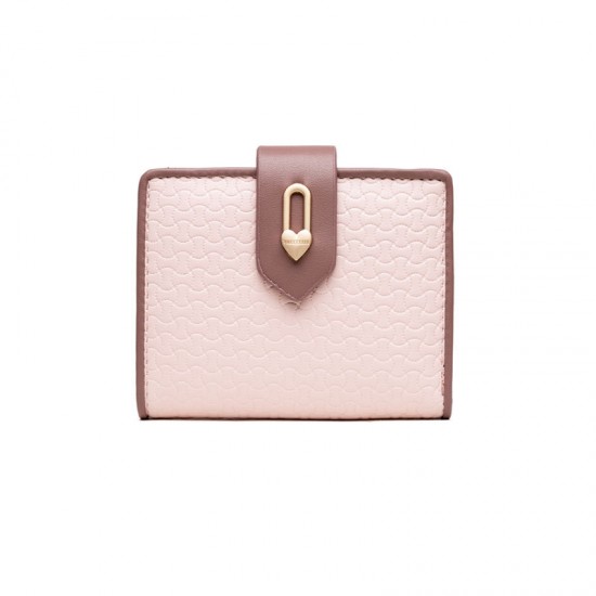 Prettyzys/Pretty's new simple zipper and buckle short women's wallet, contrasting color, large capacity wallet